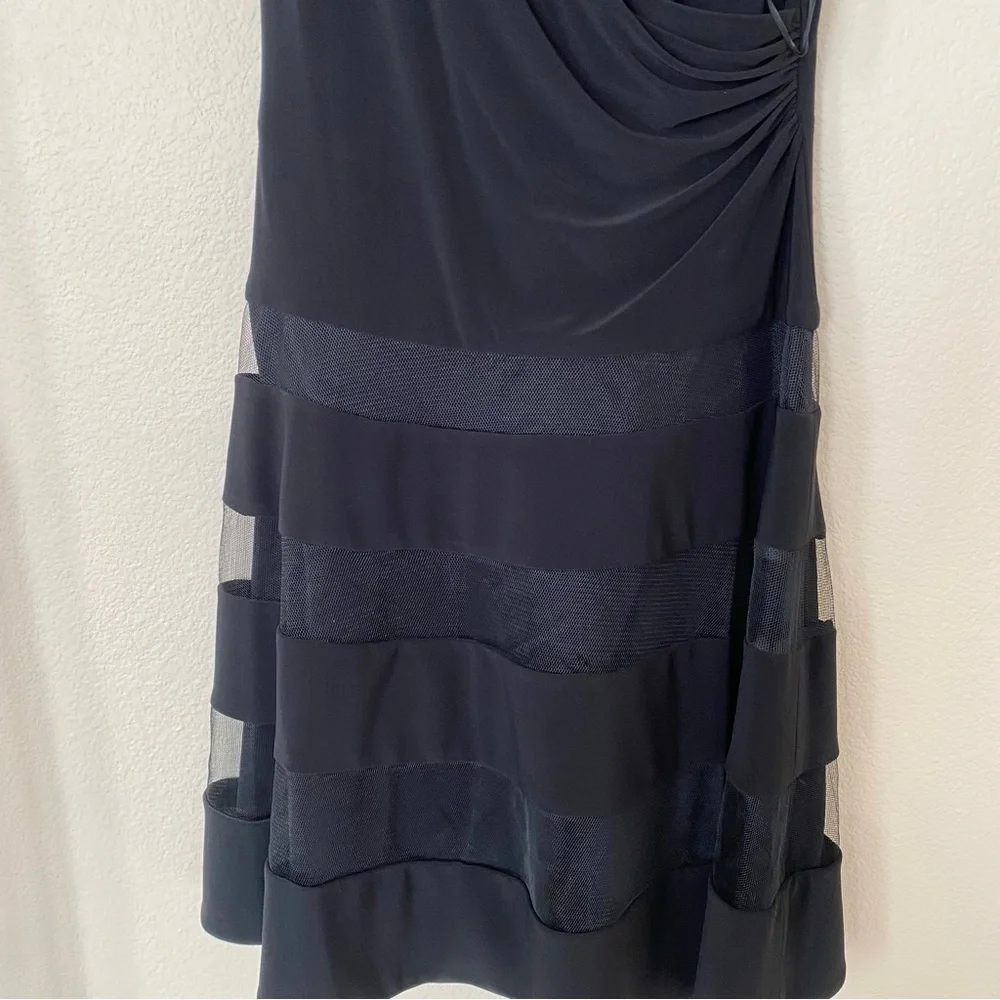 Ralph Lauren Black Tiered Mesh Faux Wrap Dress - Picture 8 of 15